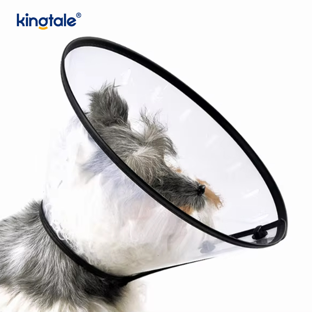 طوق Kingtale الناعم القابل للتعديل لاستعادة الحيوانات الأليفة للكلاب والقطط، مصنوع من البلاستيك الصلب المستدام، مخروط بلاستيكي واقٍ شخصي