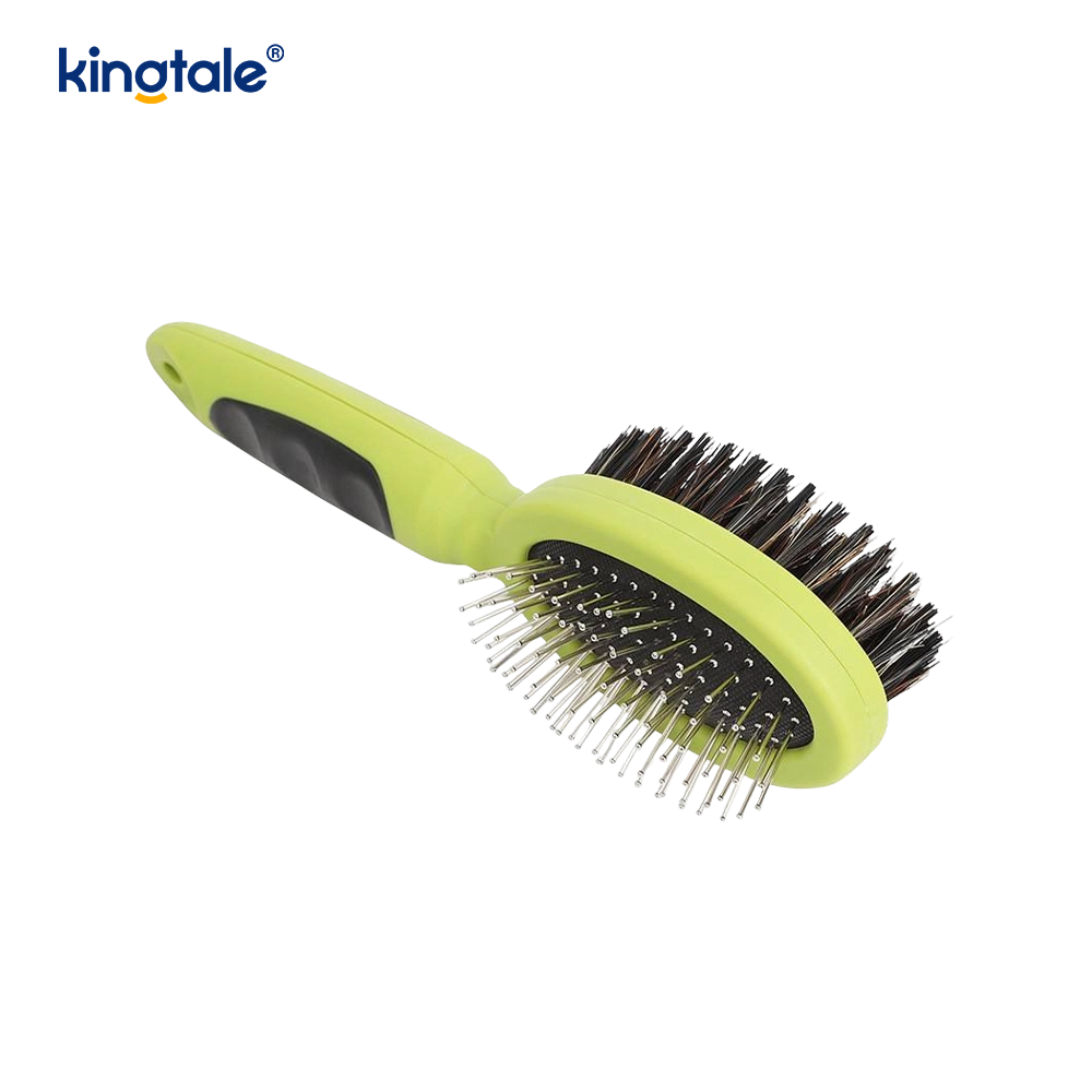 مشط للحيوانات الأليفة، مشط مزدوج الجوانب، فرشاة مزدوجة الجوانب لتساقط الشعر والاستحمام