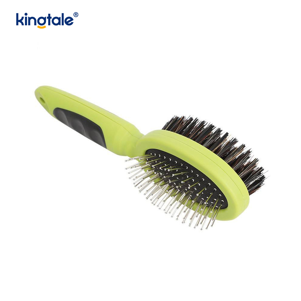 مشط للحيوانات الأليفة، مشط مزدوج الجوانب، فرشاة مزدوجة الجوانب لتساقط الشعر والاستحمام